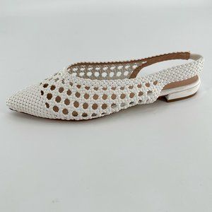 Something Navy White Woven Slingback Flats